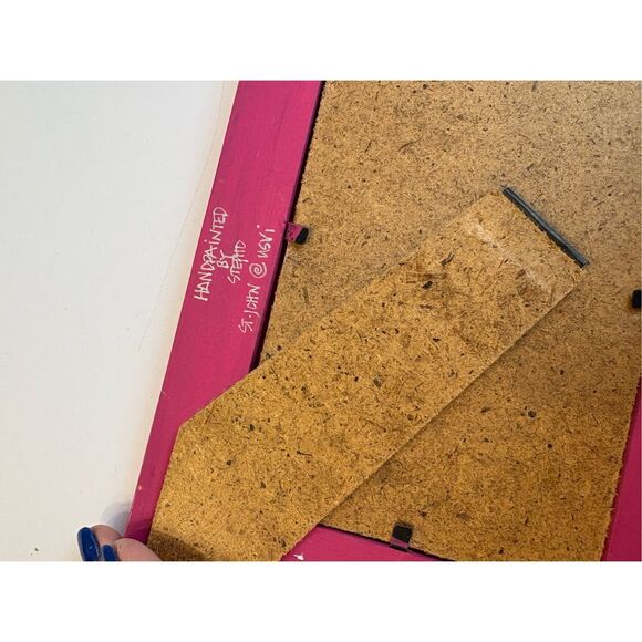 Hand Painted 4x6 Picture Frame Pink Purple Blue Yellow Orange - Picture 3 of 4